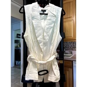 Maree white linen/rayon buttoned vest with belt, sz 14, NWT $29